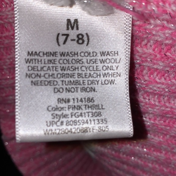 Faded Glory sparkle silver metallic pink white striped knitted sweater M (7-8) - Picture 2 of 7